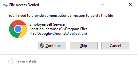 Windows "file access denied" dialog.