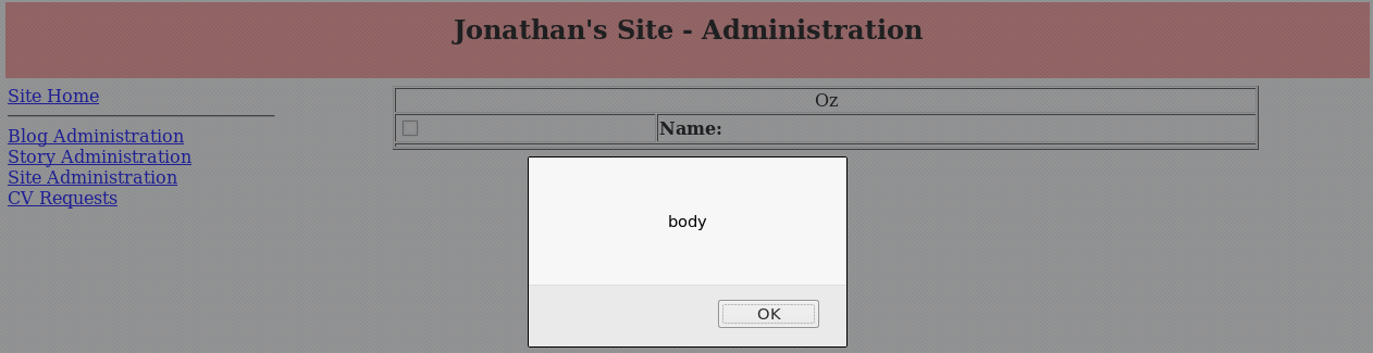 Screenshot showing a popup with the word "body" in it.