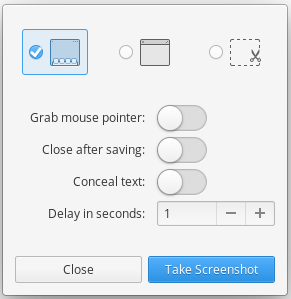 Screenshot of the "screenshots" application settings, with various options.