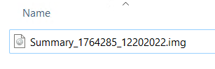 Screenshot showing a .img file called "Summary_1764285_12202022.img"