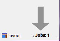 Screenshot showing "Jobs: 1" with a downward arrow pointing at it.