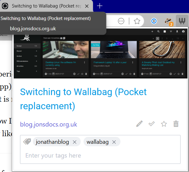 More experience with Wallabag