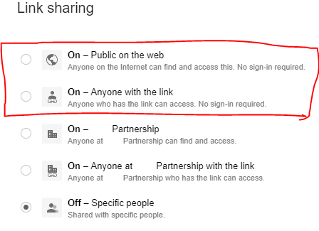 GSuite: Allowing users to publish files to the web (link sharing)