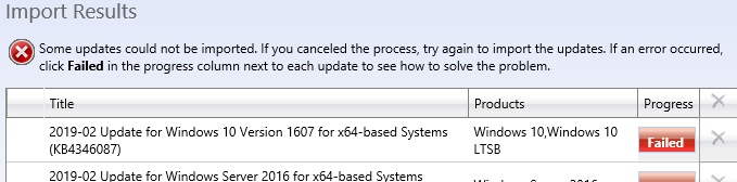 Managing WSUS: TLSv1.0 needed to import from the Windows Update Catalogue
