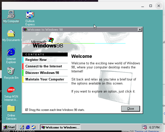 Installing Windows 98SE on a Chromebook (VM)