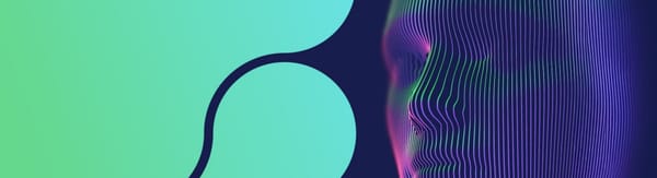 Infosecurity Europe 2025 "hero image".On the right is a human face made up of vertical lines in purple,pink,green gradient.On the left is a wavey pale blue green shape.